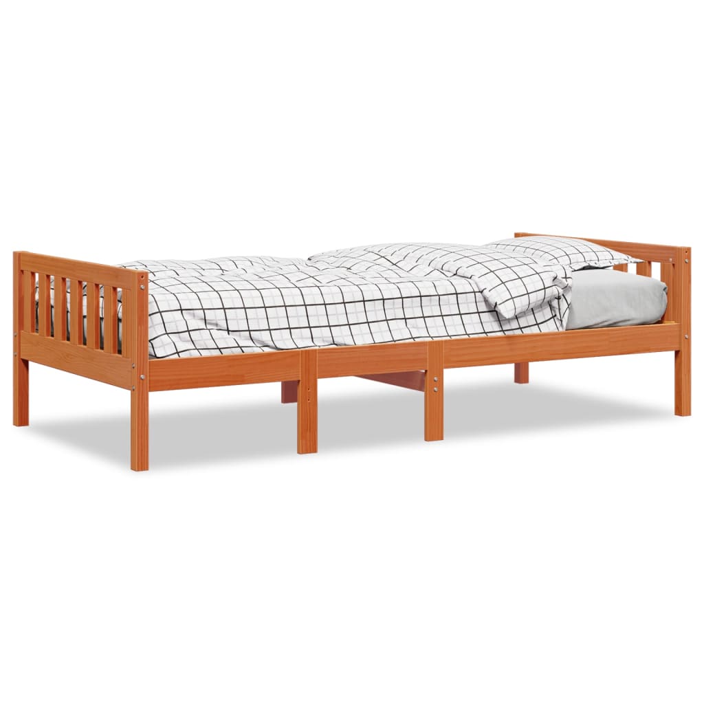 Lit enfant sans matelas ciré marron 80x200 cm bois de pin massif