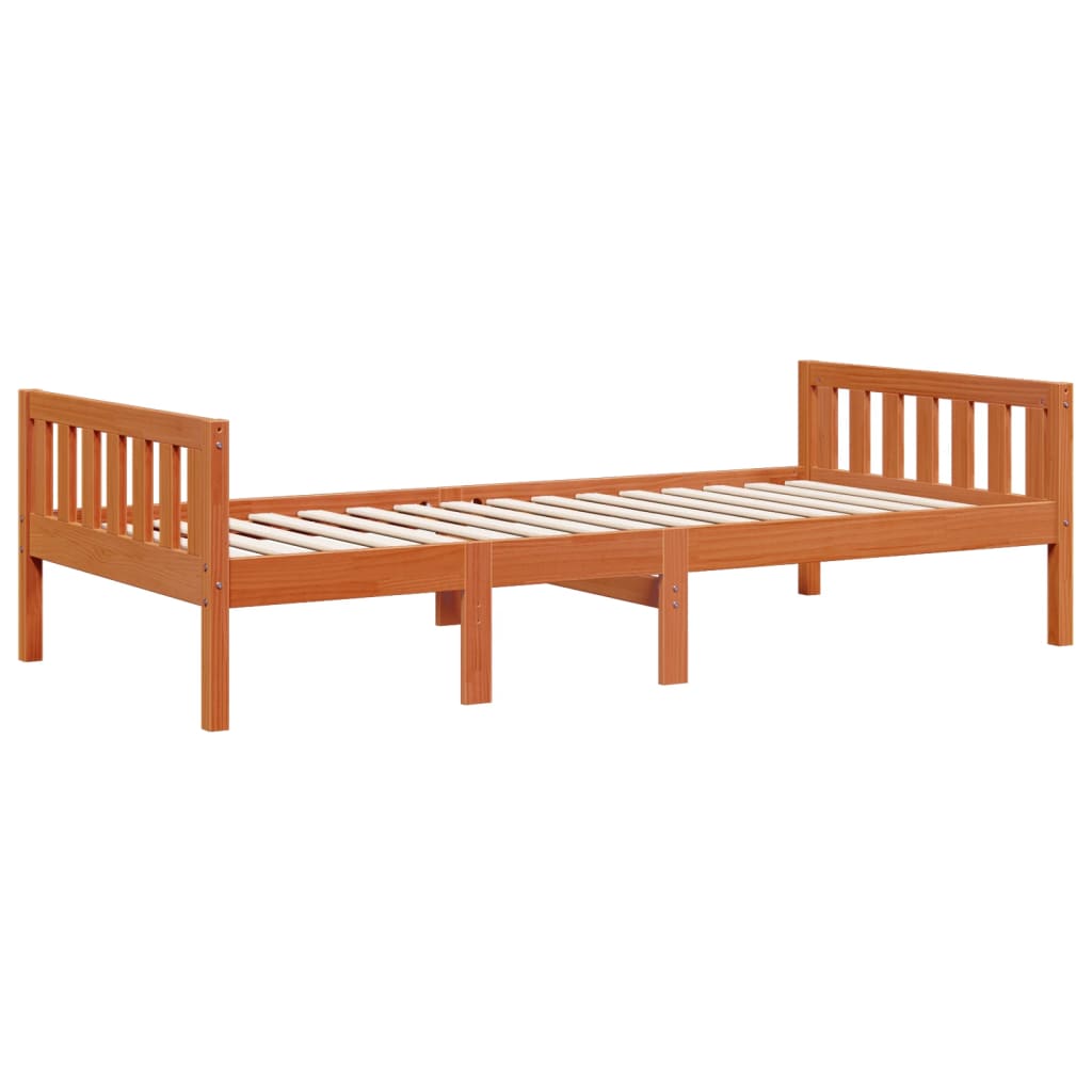 Lit enfant sans matelas ciré marron 80x200 cm bois de pin massif