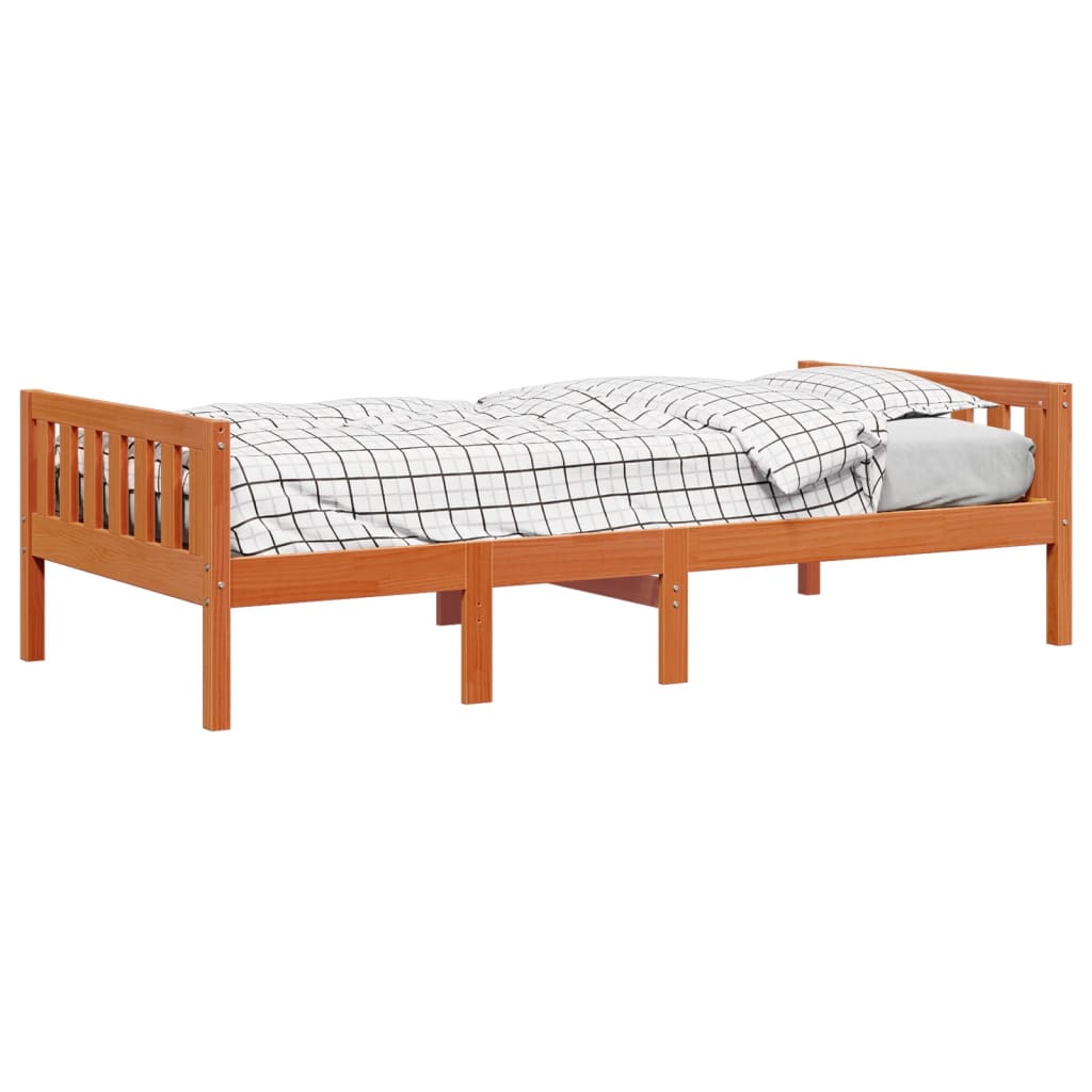 Lit enfant sans matelas ciré marron 80x200 cm bois de pin massif