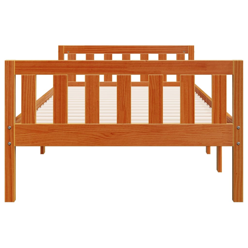 Lit enfant sans matelas ciré marron 80x200 cm bois de pin massif