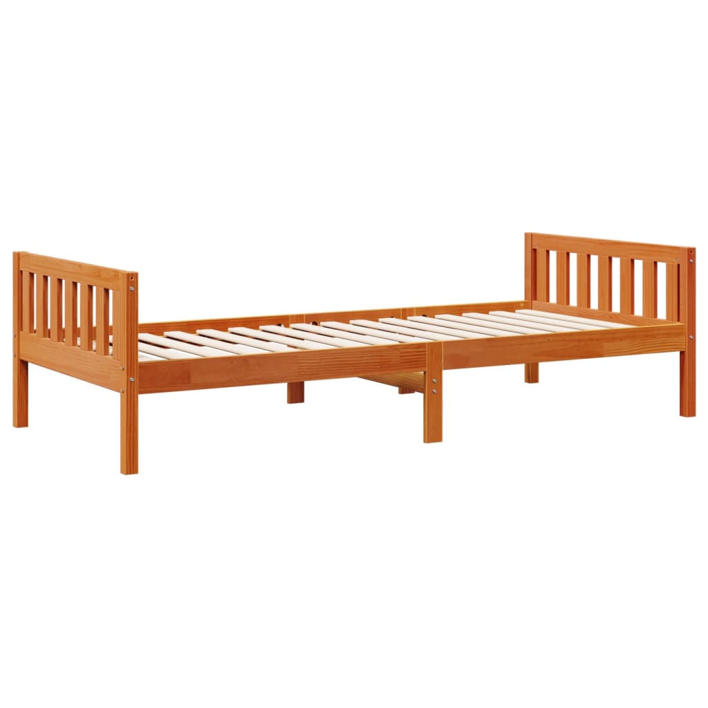 Lit enfant sans matelas ciré marron 80x200 cm bois de pin massif