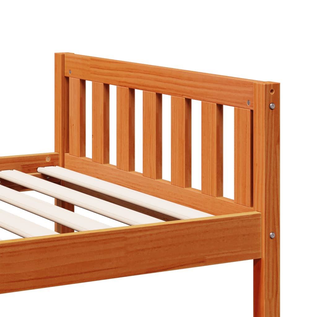 Lit enfant sans matelas ciré marron 80x200 cm bois de pin massif