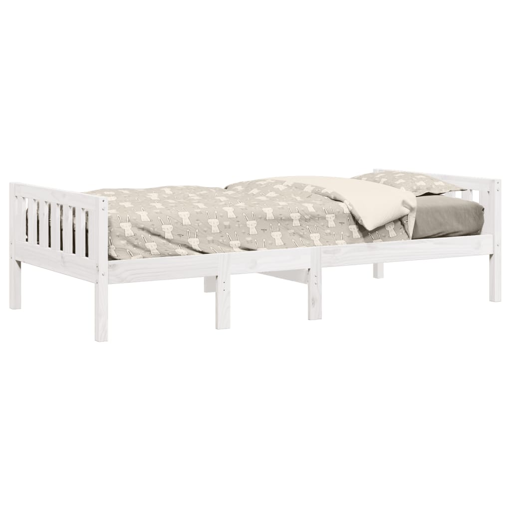 Lit enfant sans matelas blanc 90x200 cm bois de pin massif