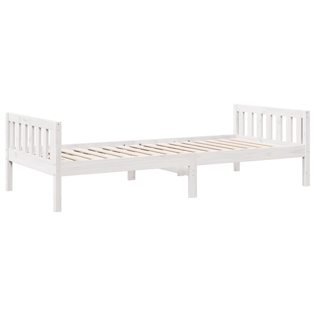 Lit enfant sans matelas blanc 90x200 cm bois de pin massif