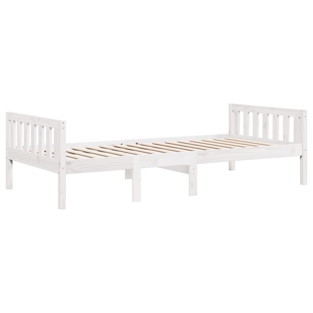 Lit enfant sans matelas blanc 90x190 cm bois de pin massif