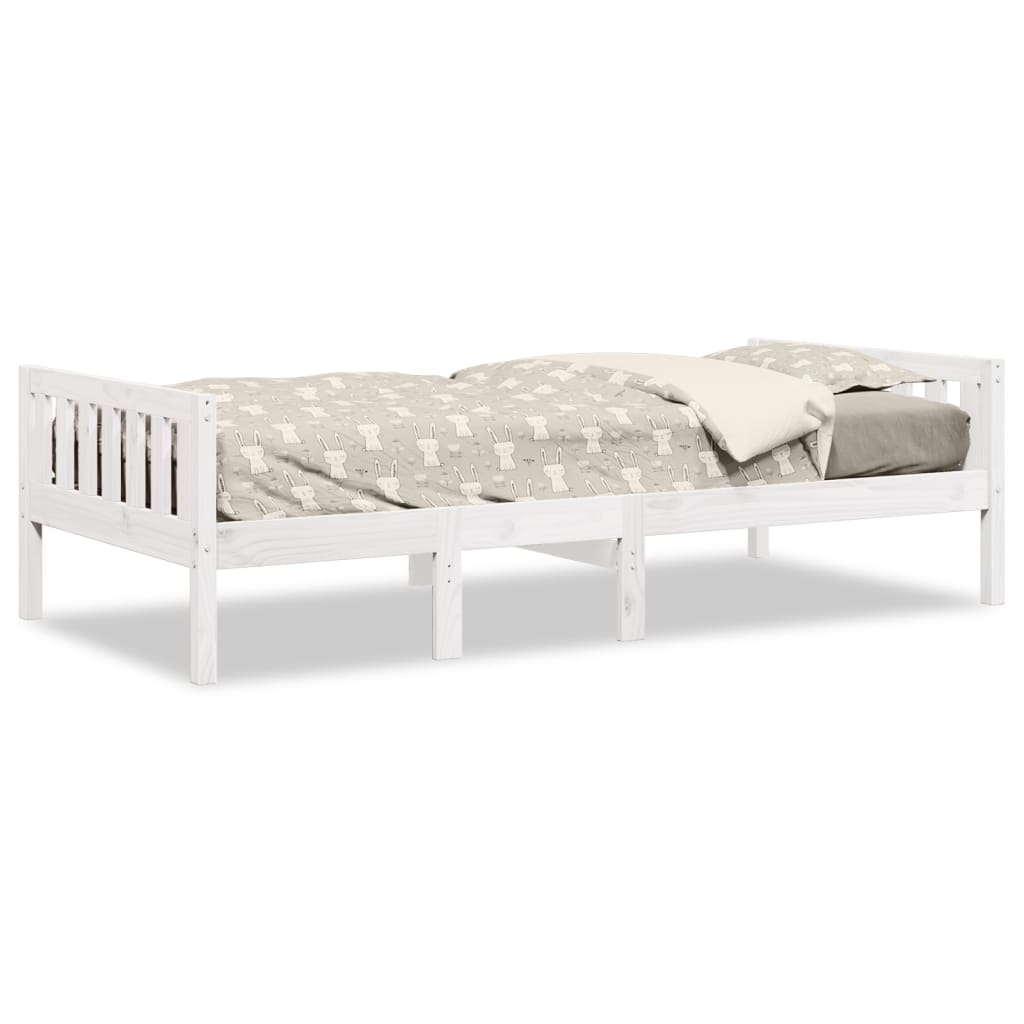 Lit enfant sans matelas blanc 75x190 cm bois de pin massif