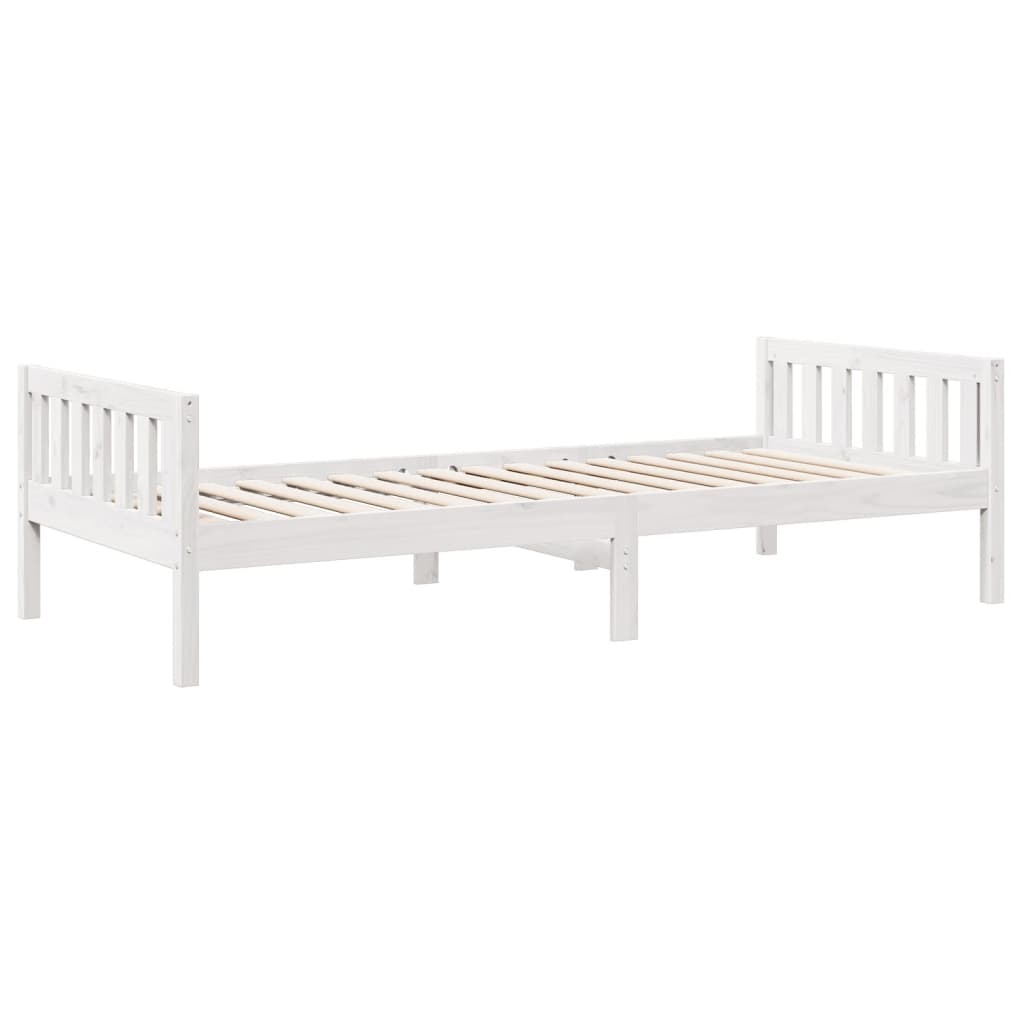 Lit enfant sans matelas blanc 75x190 cm bois de pin massif