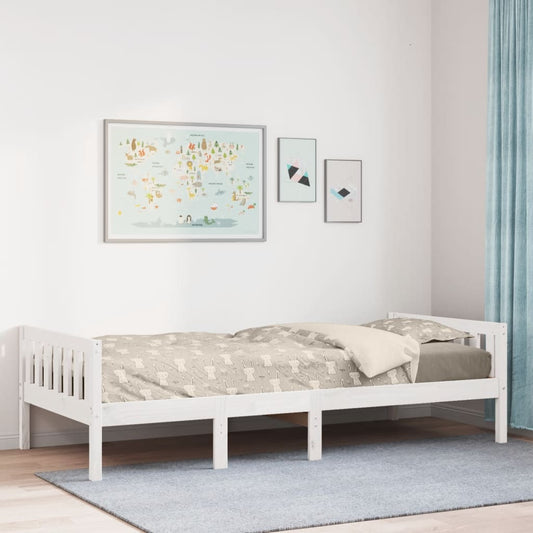 Lit enfant sans matelas blanc 75x190 cm bois de pin massif