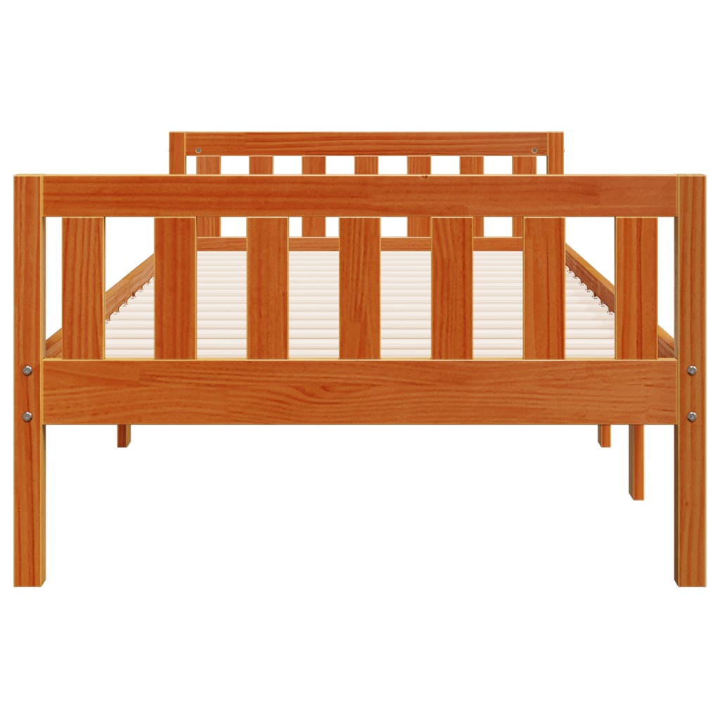 Lit enfant sans matelas ciré marron 75x190 cm bois de pin massif