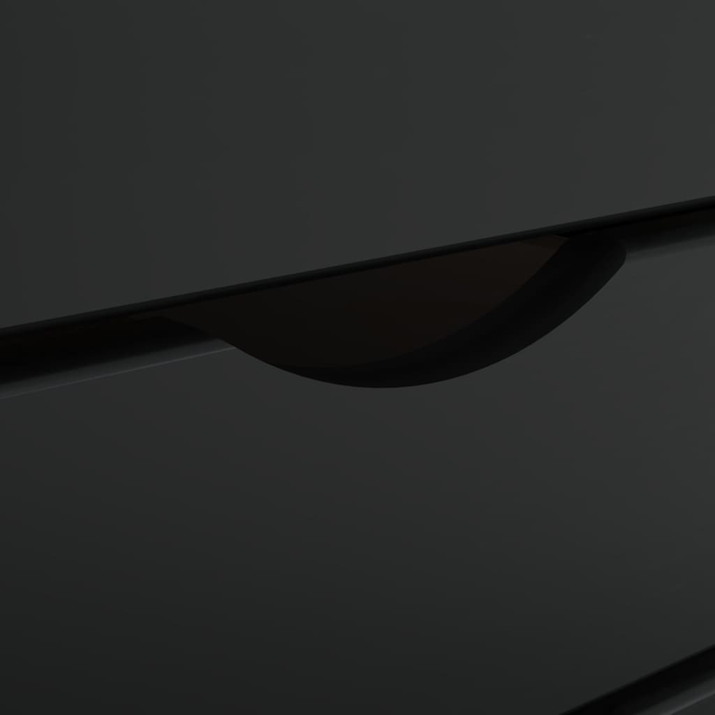 Meuble à roulettes avec tiroirs MOSS en pin massif noir