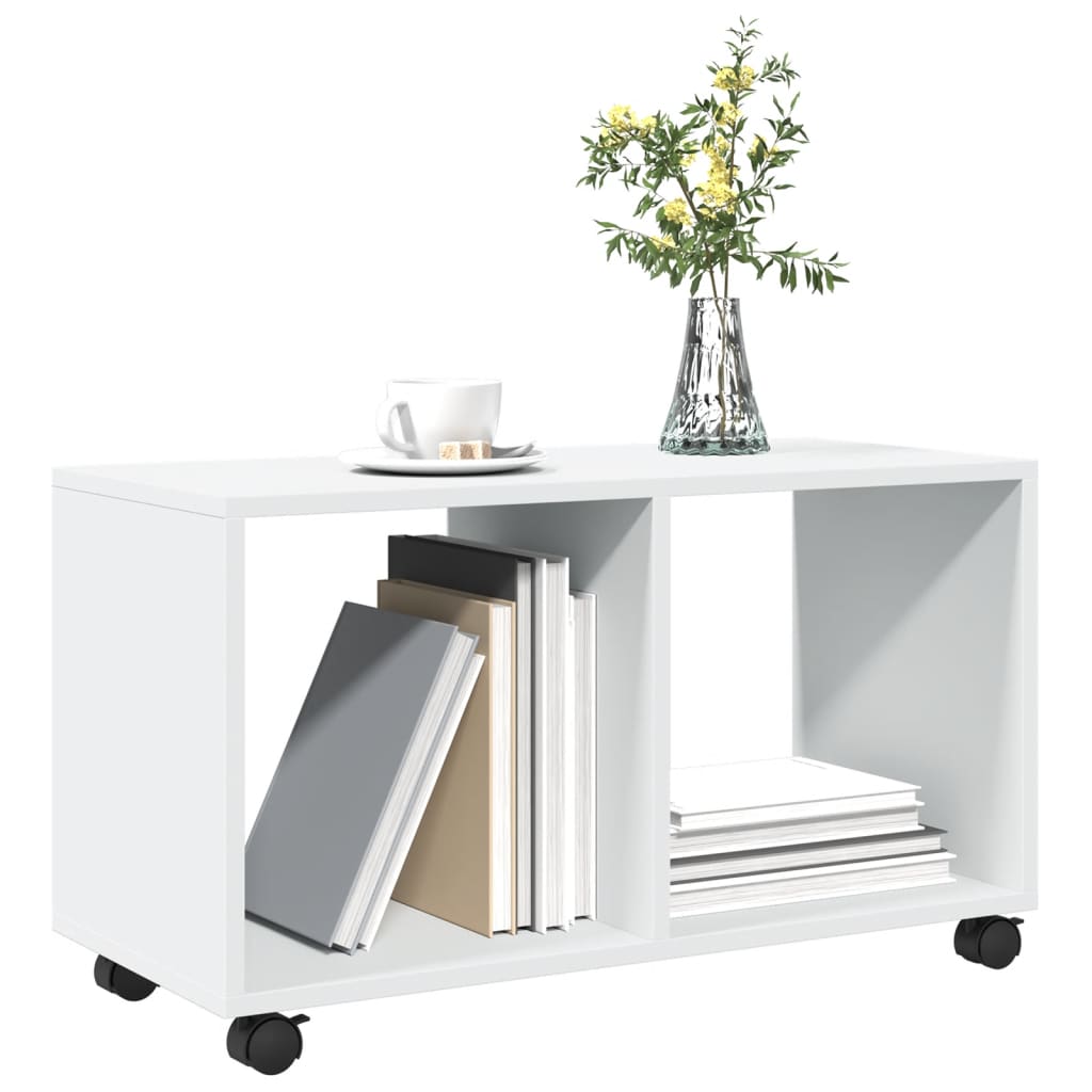Rolling Cabinet White 72x33x42.5 cm Wood Material