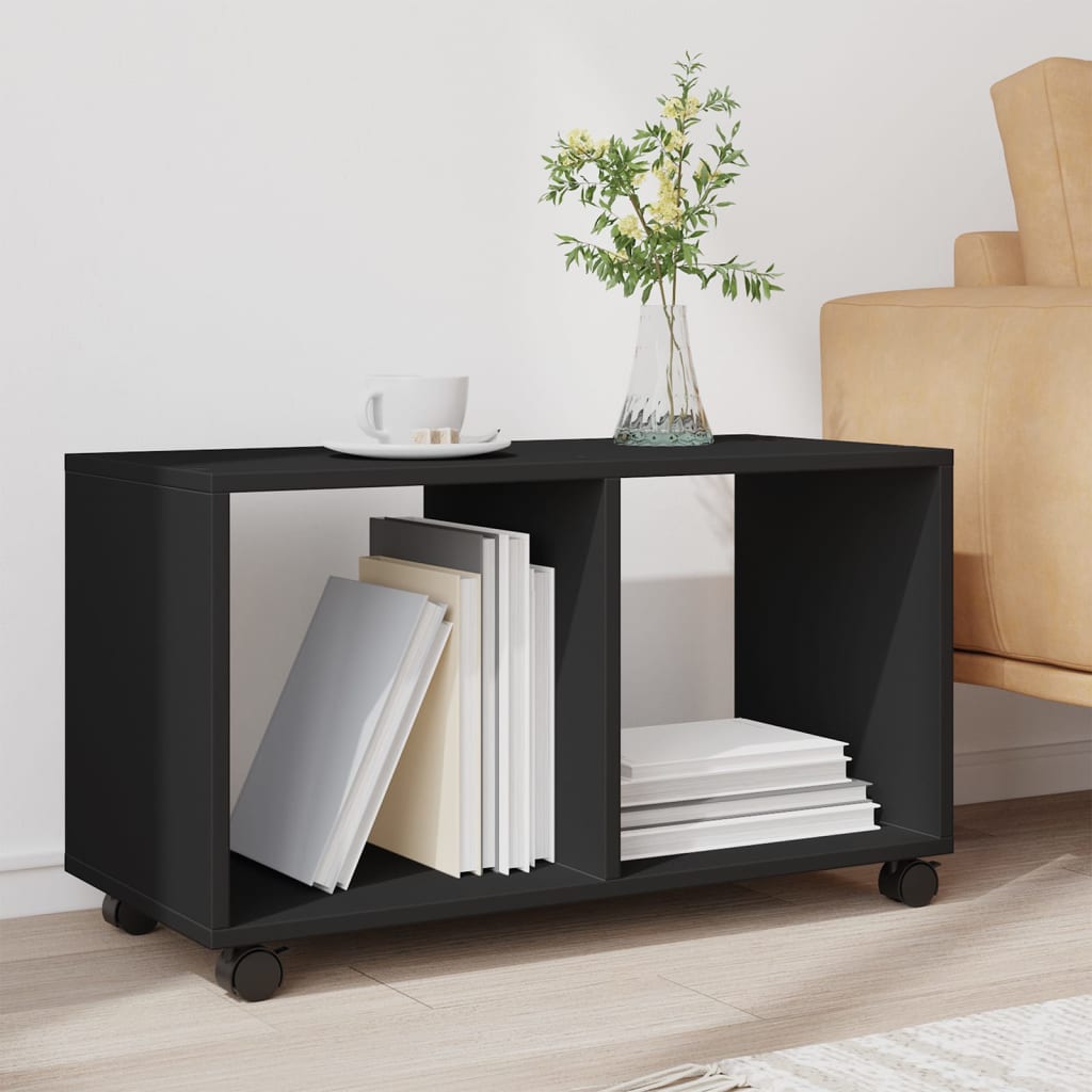 Rolling Cabinet Black 72x33x42.5 cm Wood Material