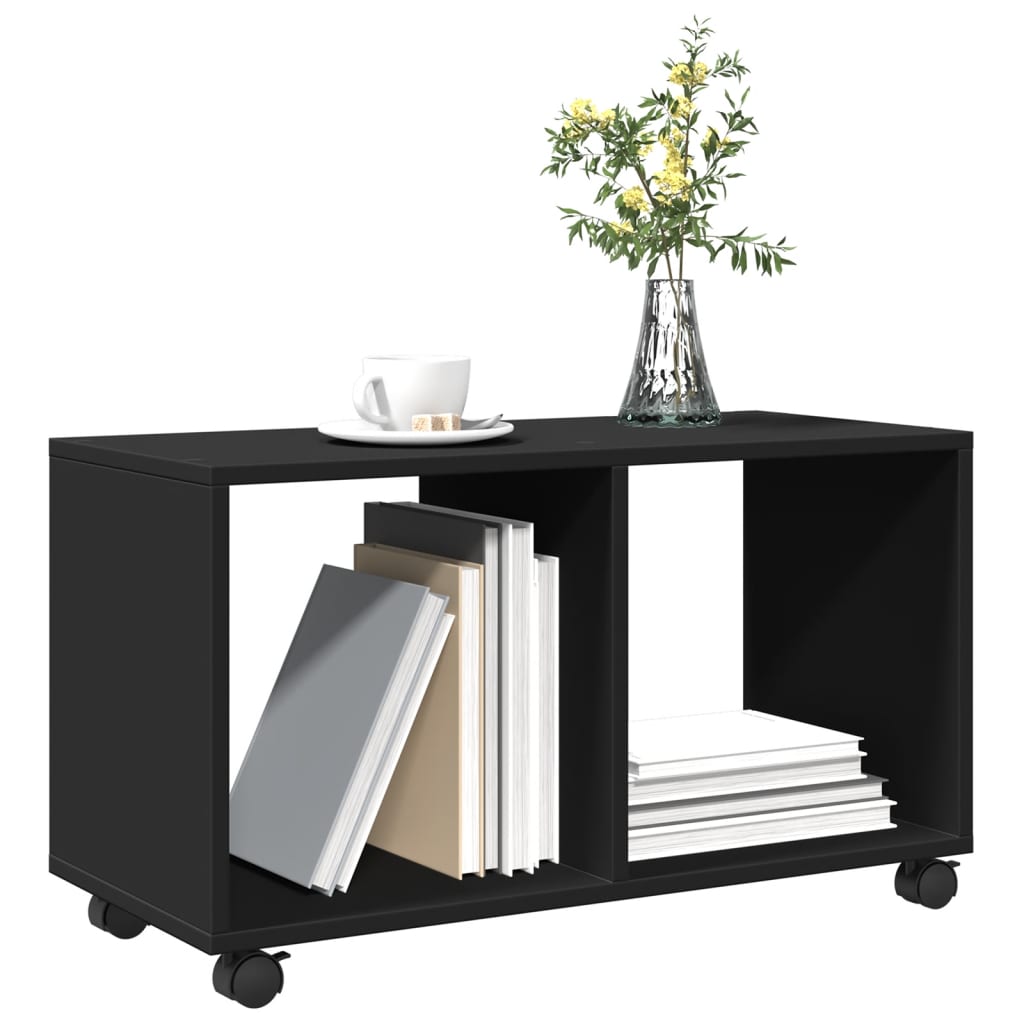 Rolling Cabinet Black 72x33x42.5 cm Wood Material