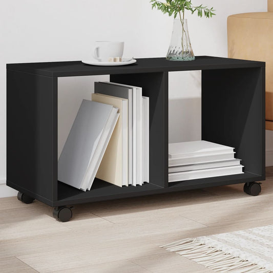 Rolling Cabinet Black 72x33x42.5 cm Wood Material