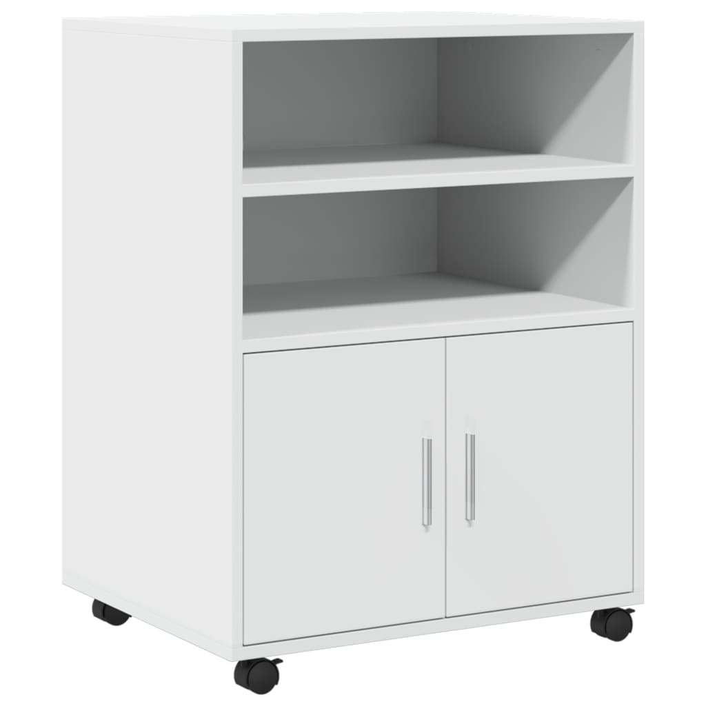 Rolling Cabinet White 60x48x81 cm Wood Material