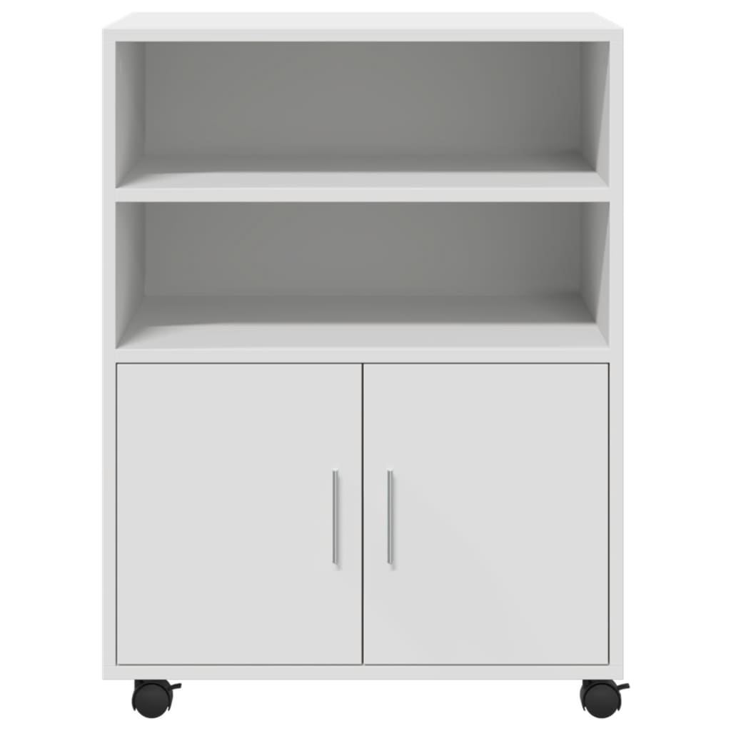 Rolling Cabinet White 60x48x81 cm Wood Material