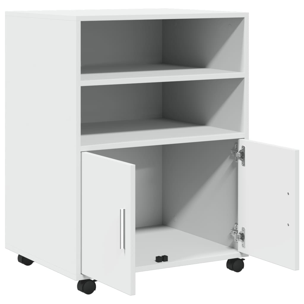 Rolling Cabinet White 60x48x81 cm Wood Material