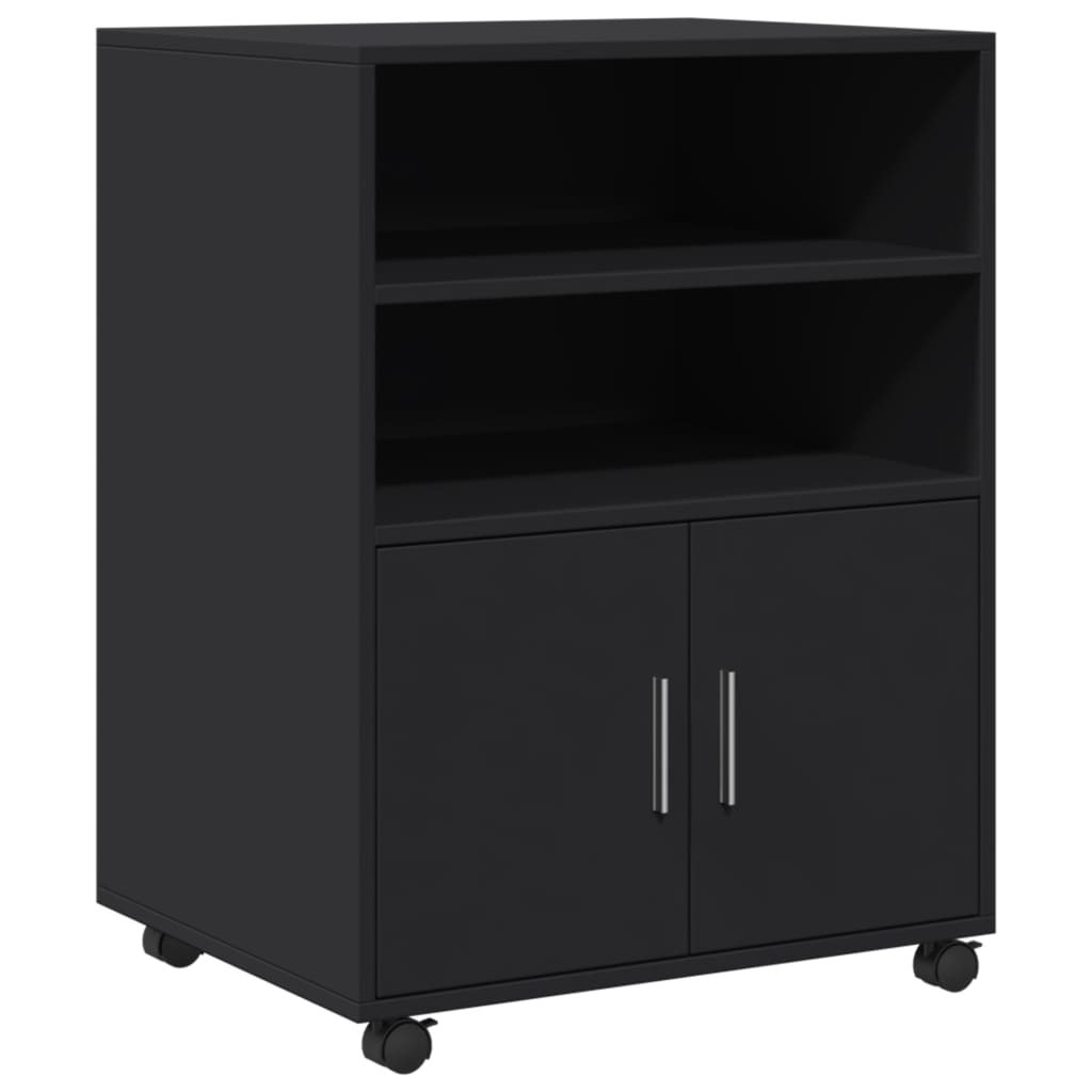 Rolling Cabinet Black 60x48x81 cm Wood Material