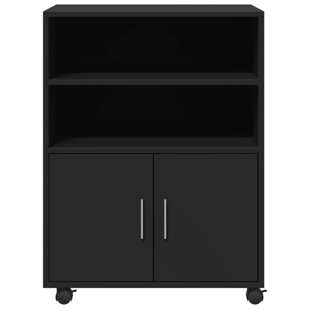 Rolling Cabinet Black 60x48x81 cm Wood Material