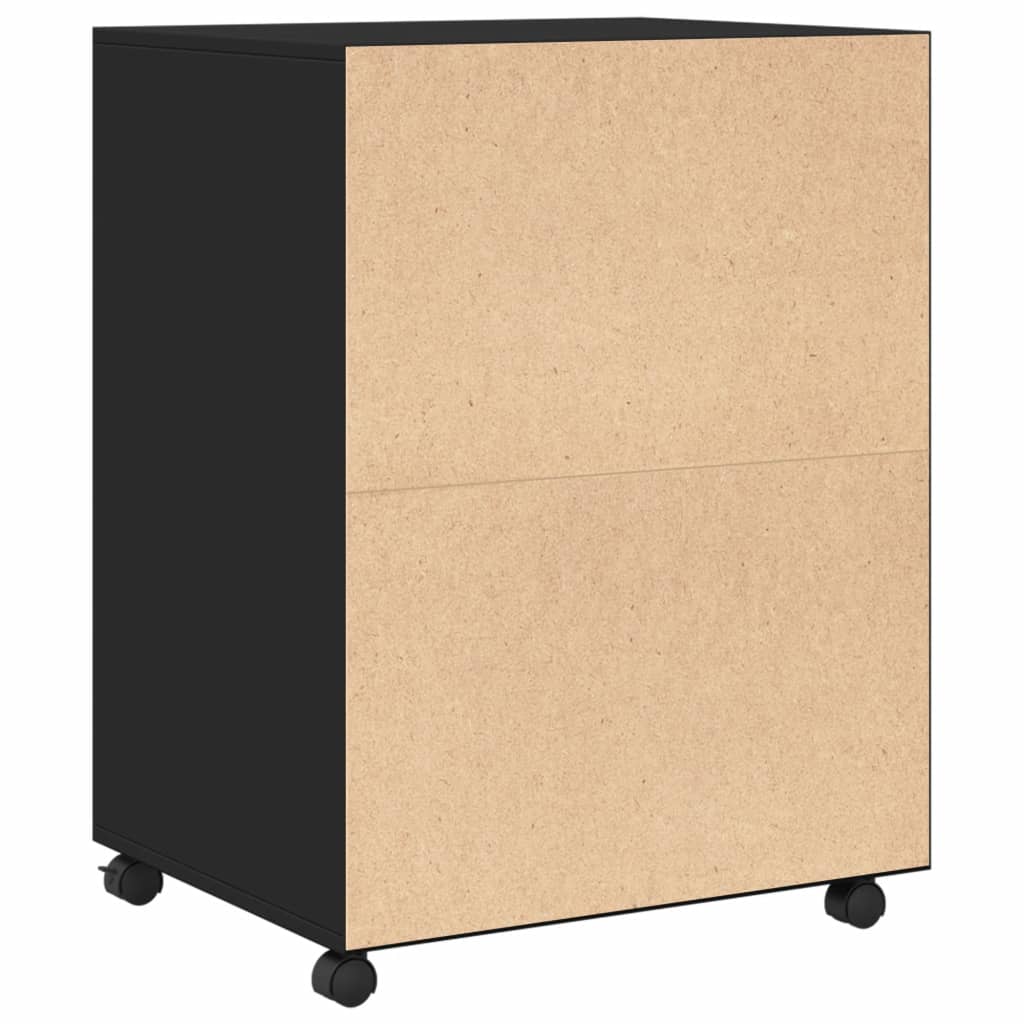 Rolling Cabinet Black 60x48x81 cm Wood Material
