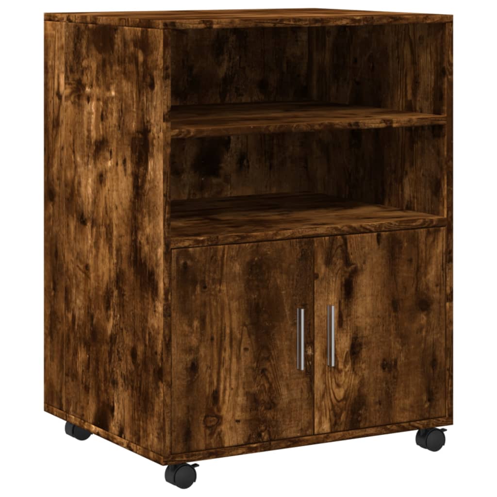 Rolling Cabinet Smoked Oak 60x48x81 cm Wood Material