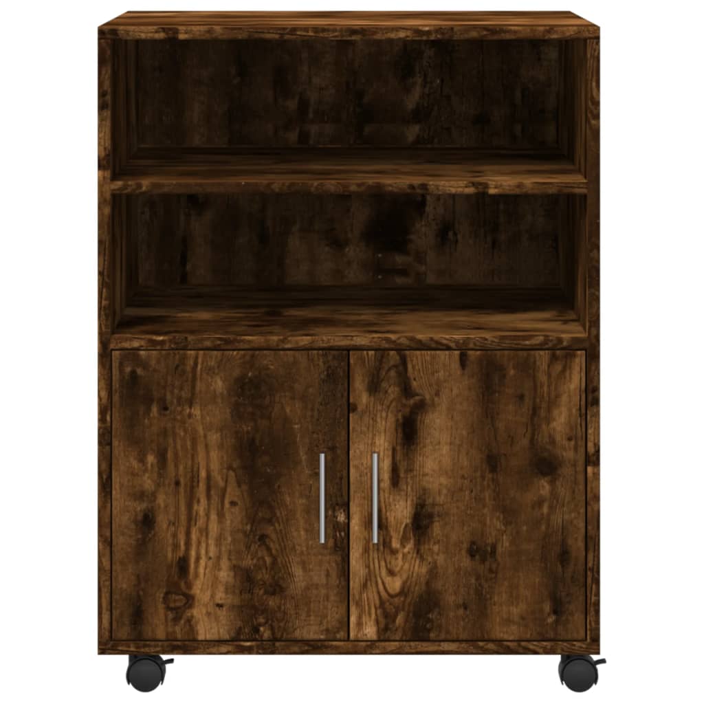 Rolling Cabinet Smoked Oak 60x48x81 cm Wood Material