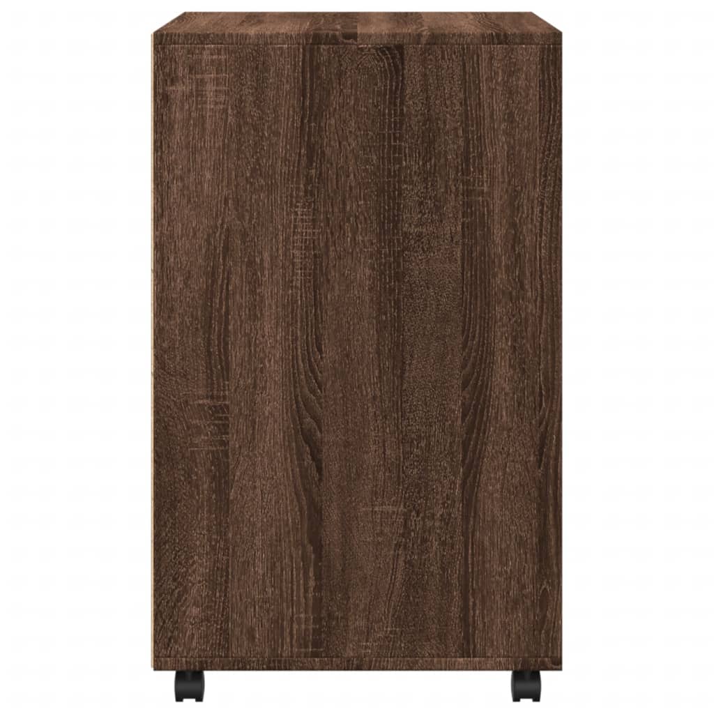 Armoire roulante aspect chêne marron 60x48x81 cm matériau bois