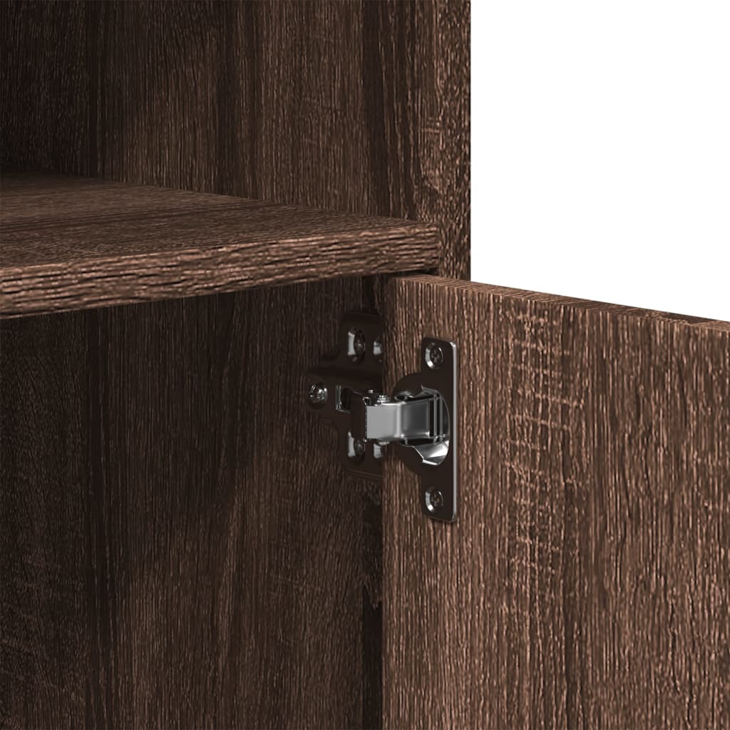 Armoire roulante aspect chêne marron 60x48x81 cm matériau bois