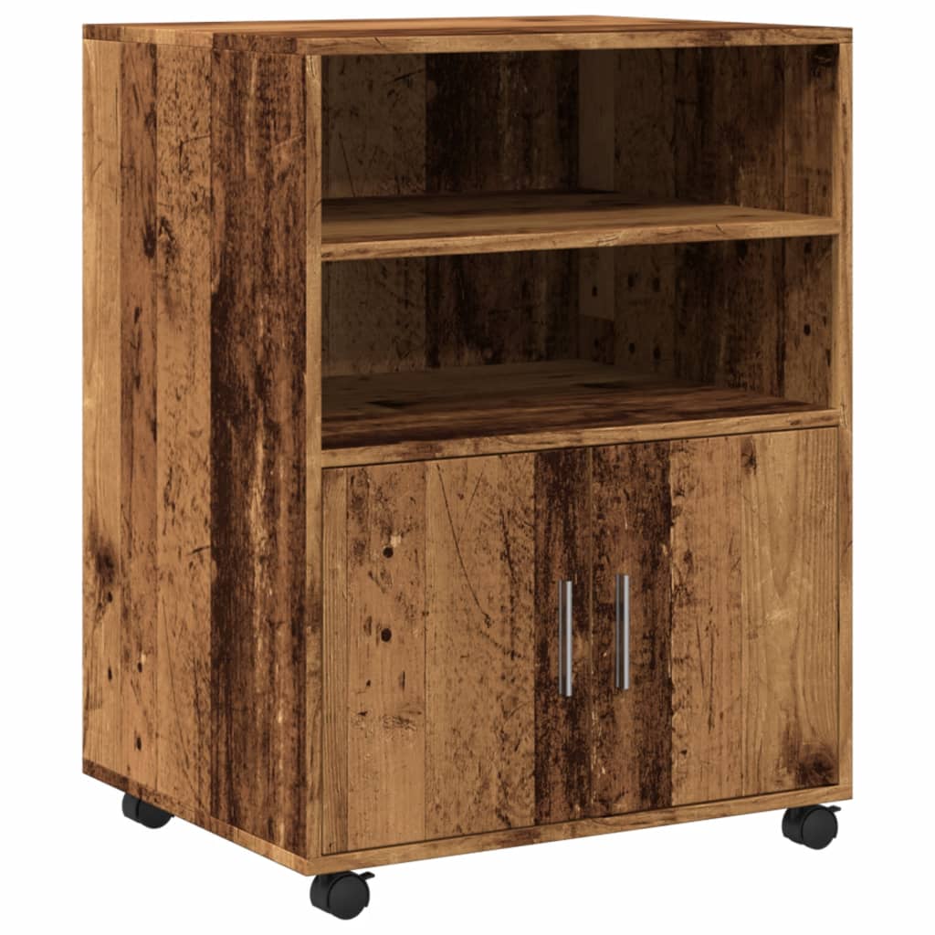 Rolling Cabinet Old Wood Look 60x48x81 cm Wood Material