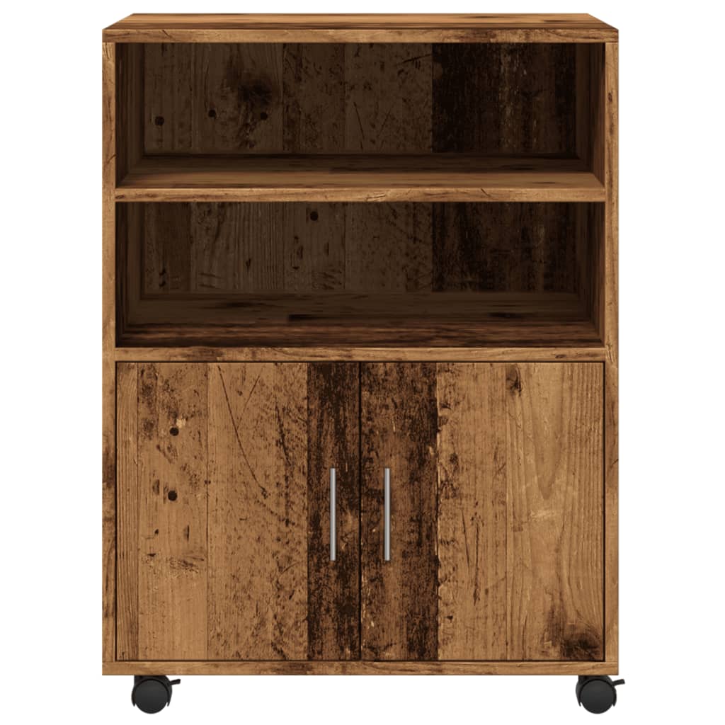Rolling Cabinet Old Wood Look 60x48x81 cm Wood Material