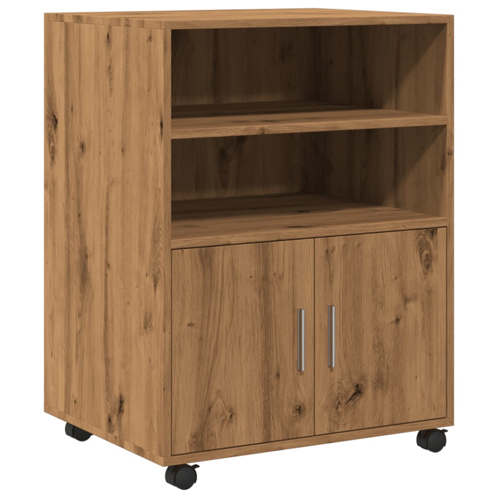 Rolling Cabinet Artisan Oak 60x48x81 cm Wood Material