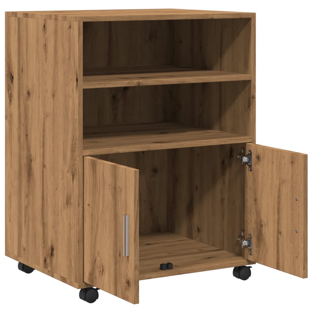 Rolling Cabinet Artisan Oak 60x48x81 cm Wood Material