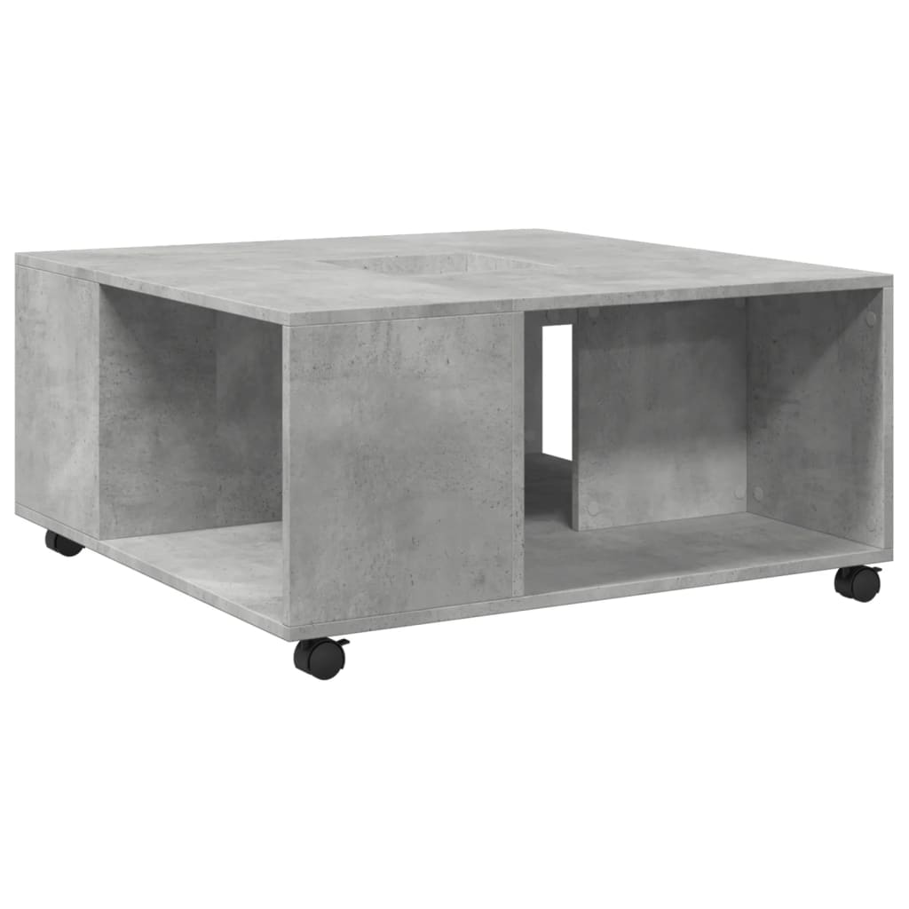 Table basse gris béton 80x80x40 cm en bois