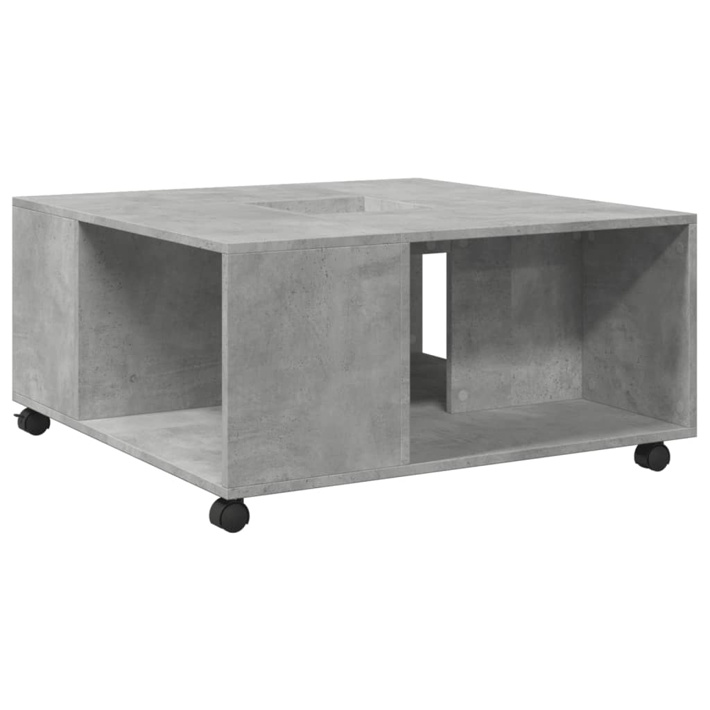 Table basse gris béton 80x80x40 cm en bois