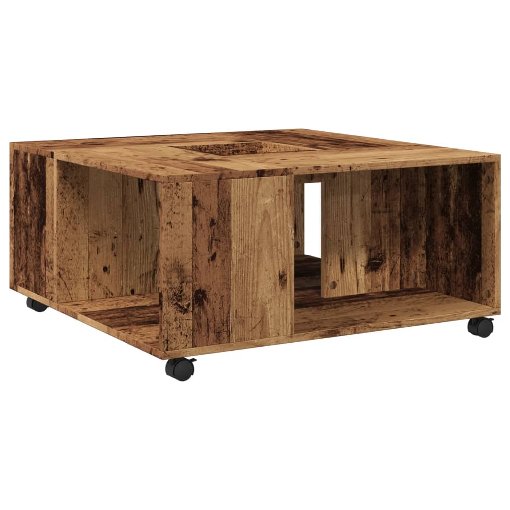 Table basse aspect bois de récupération 80x80x40 cm en bois