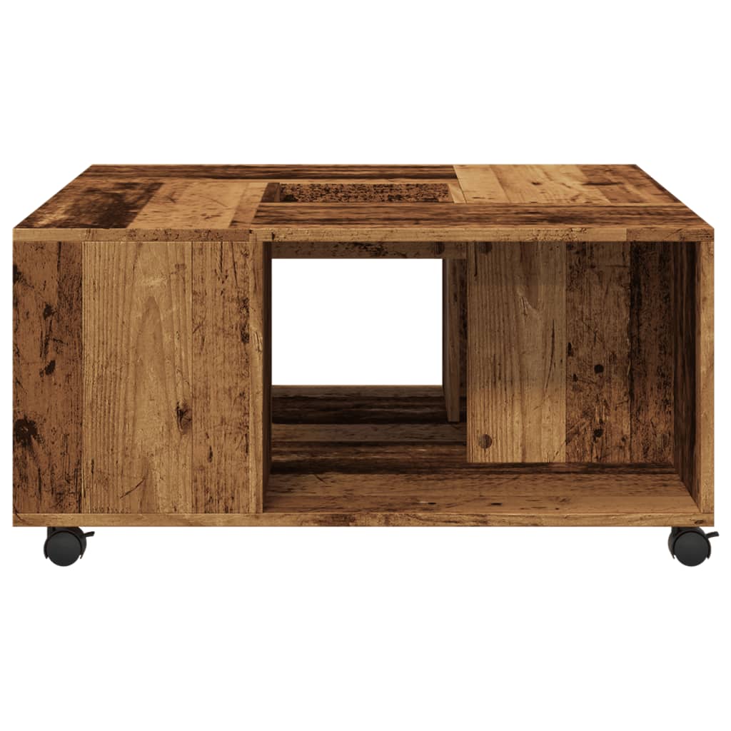 Table basse aspect bois de récupération 80x80x40 cm en bois