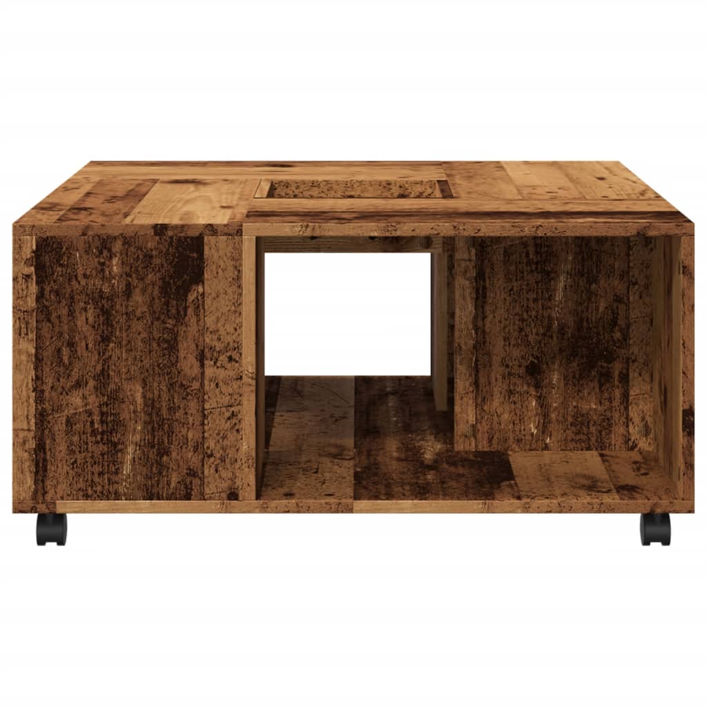 Table basse aspect bois de récupération 80x80x40 cm en bois