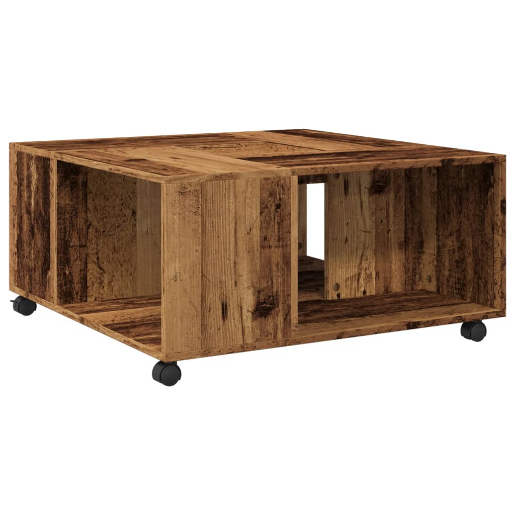 Table basse aspect bois de récupération 80x80x40 cm en bois