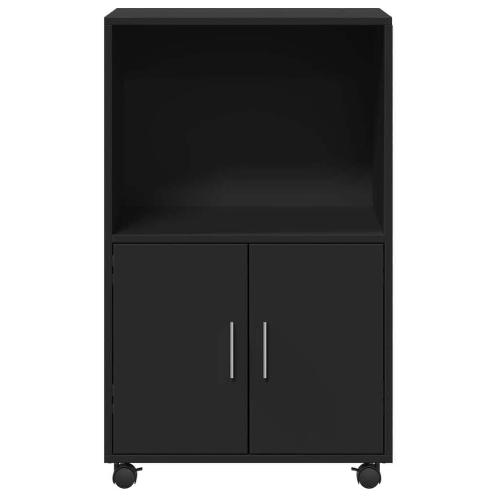 Rolling Cabinet Black 55x40x91 cm Wood Material