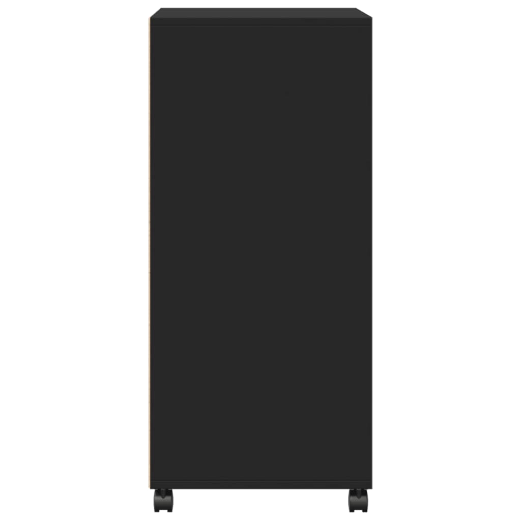 Rolling Cabinet Black 55x40x91 cm Wood Material