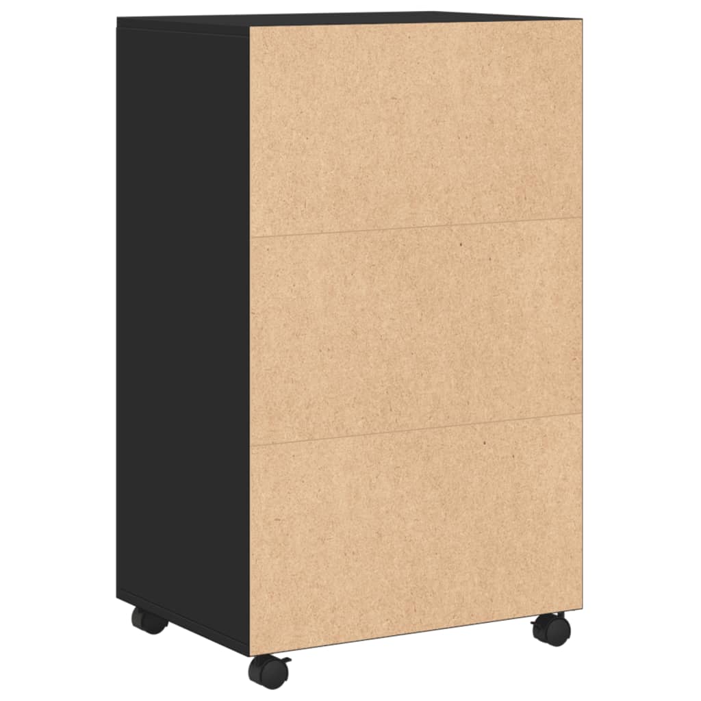 Rolling Cabinet Black 55x40x91 cm Wood Material