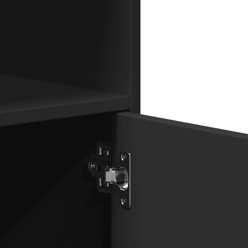 Rolling Cabinet Black 55x40x91 cm Wood Material