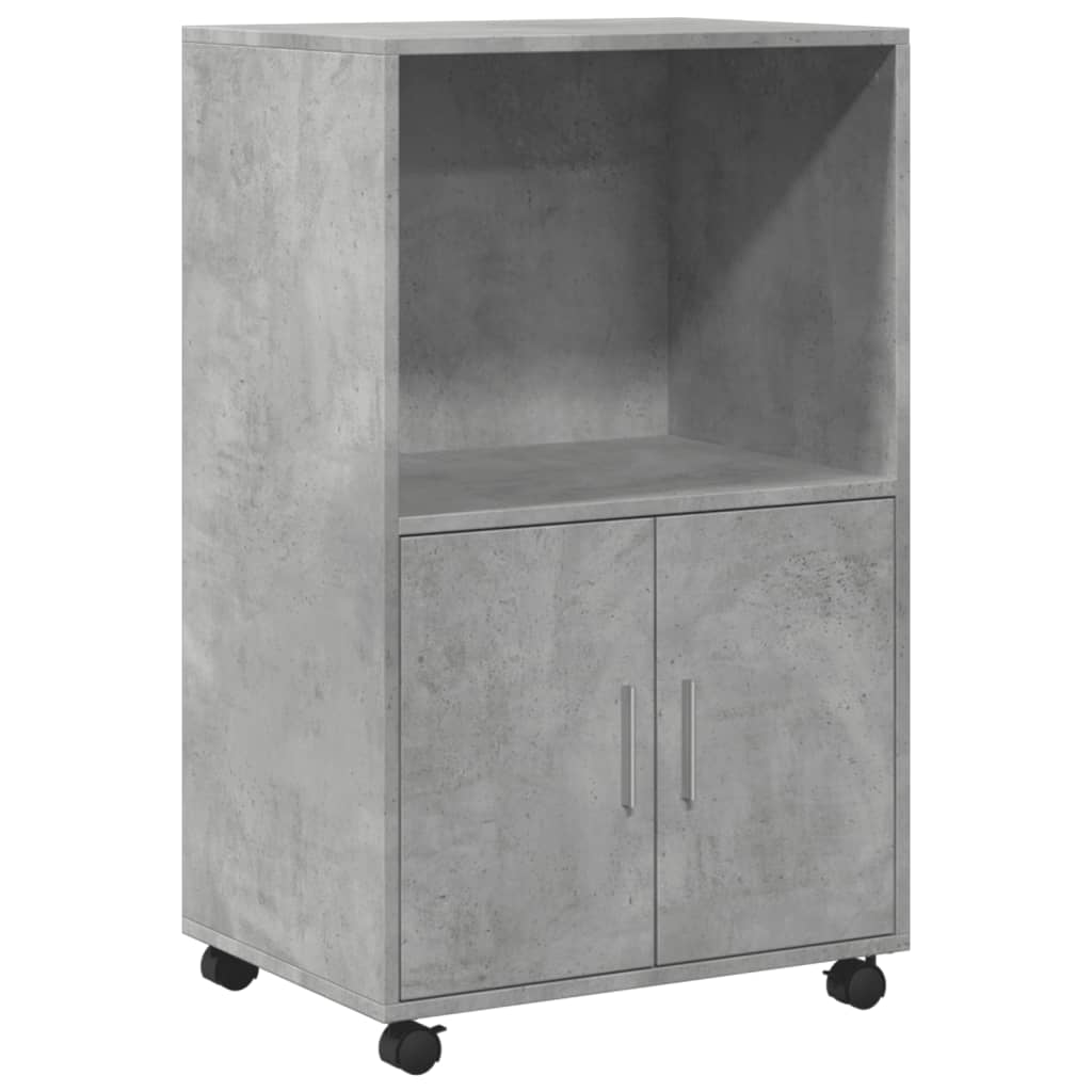 Rolling Cabinet Concrete Grey 55x40x91 cm Wood Material
