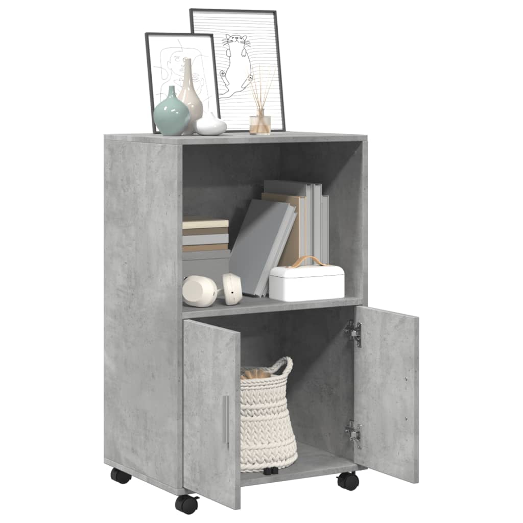 Rolling Cabinet Concrete Grey 55x40x91 cm Wood Material