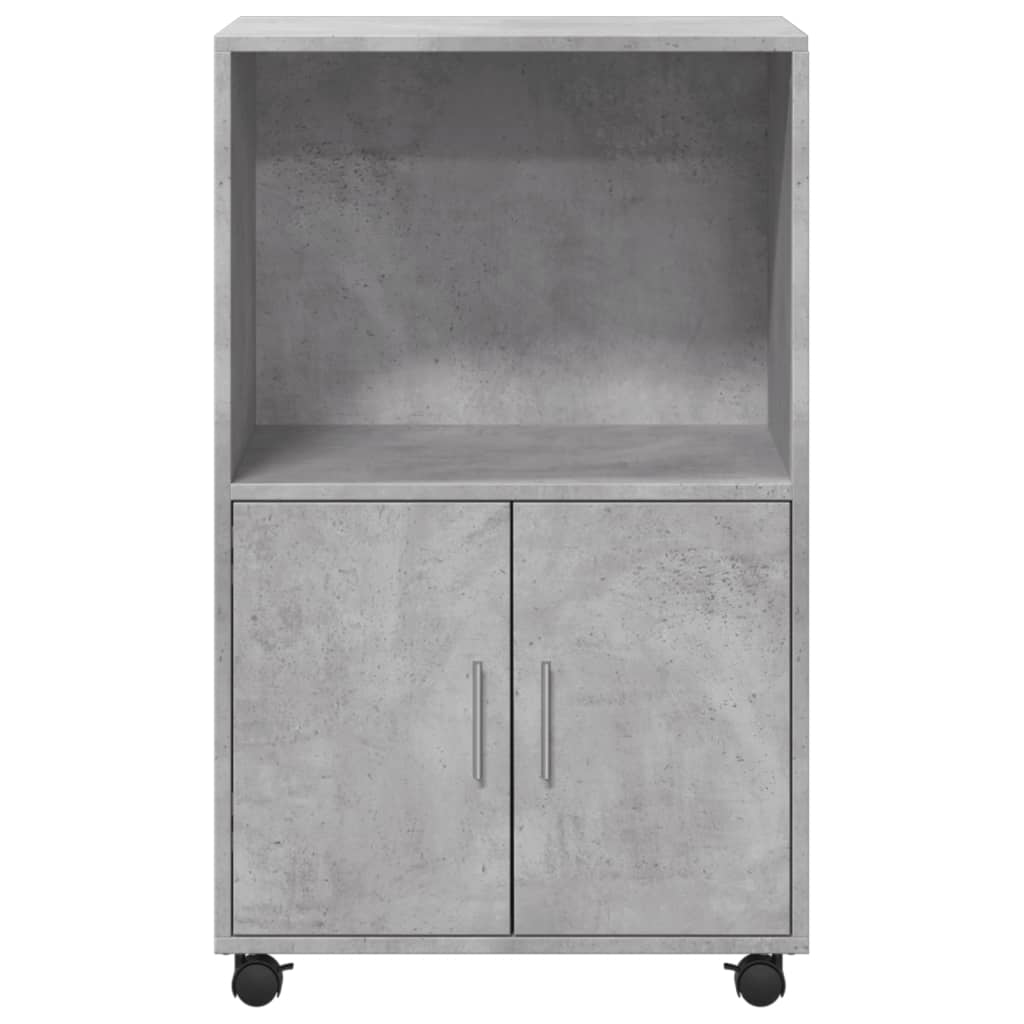 Rolling Cabinet Concrete Grey 55x40x91 cm Wood Material