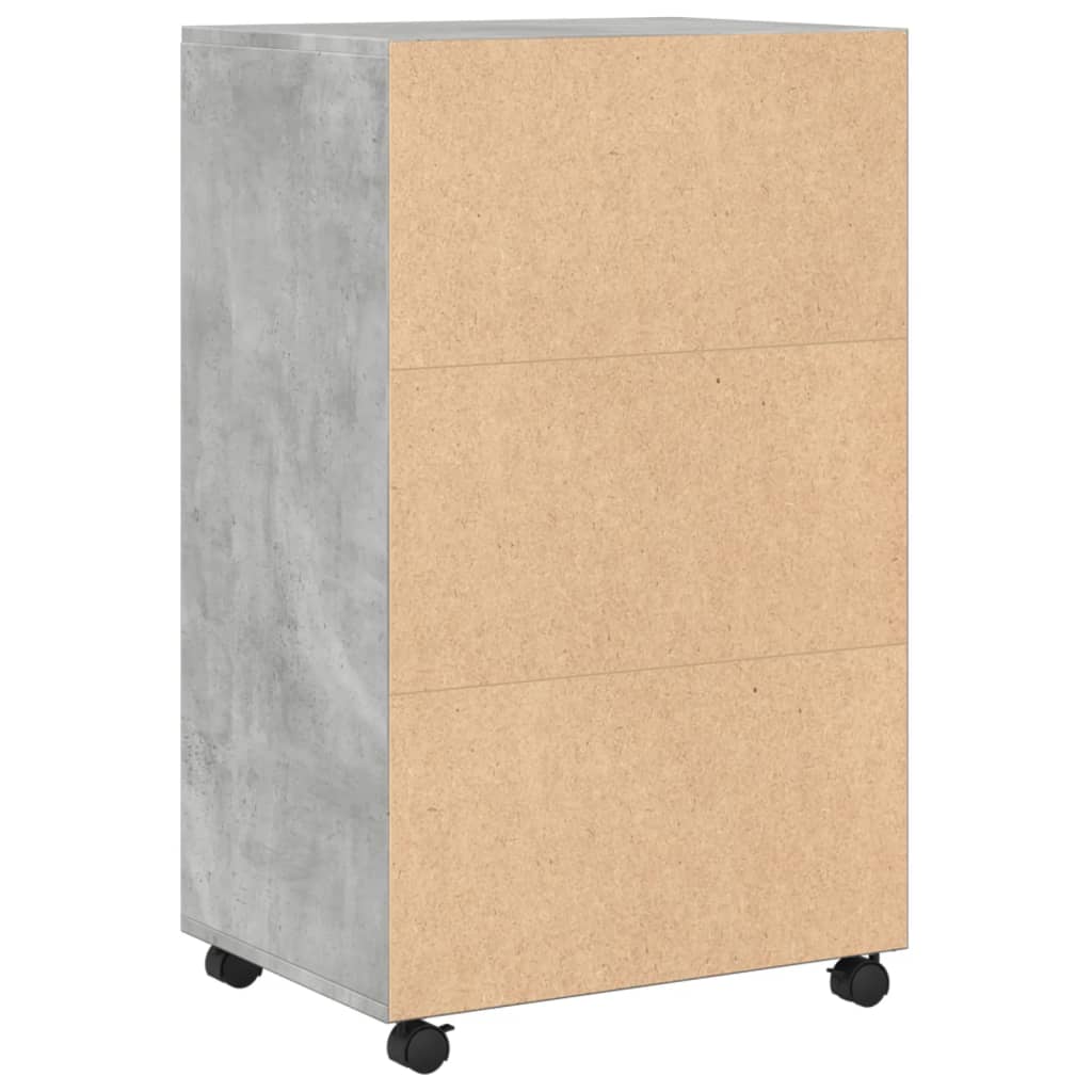 Rolling Cabinet Concrete Grey 55x40x91 cm Wood Material