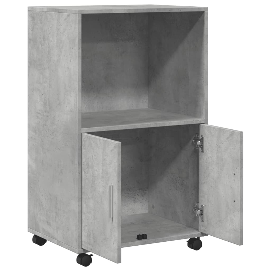 Rolling Cabinet Concrete Grey 55x40x91 cm Wood Material