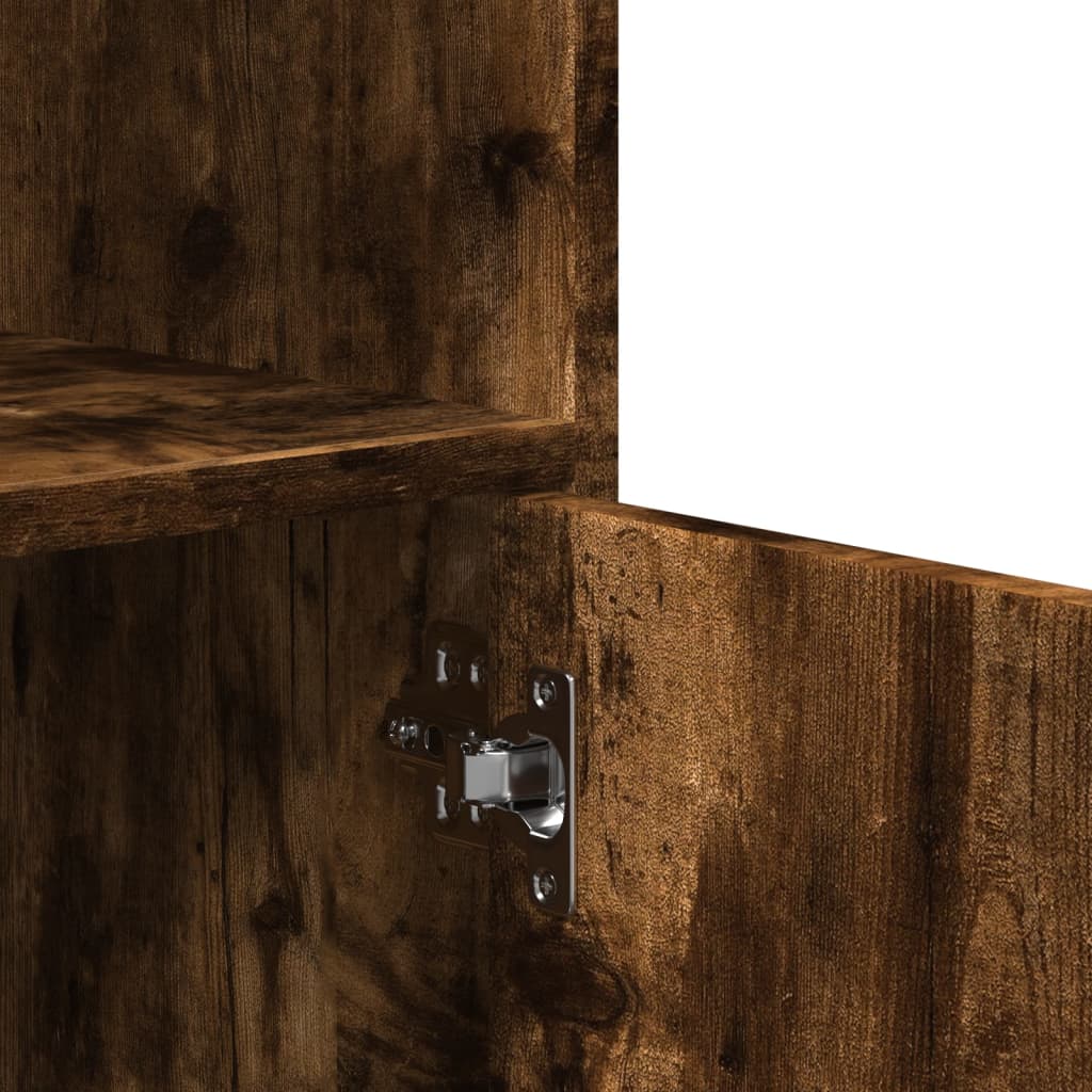 Armoire roulante chêne fumé 55x40x91 cm matériau bois