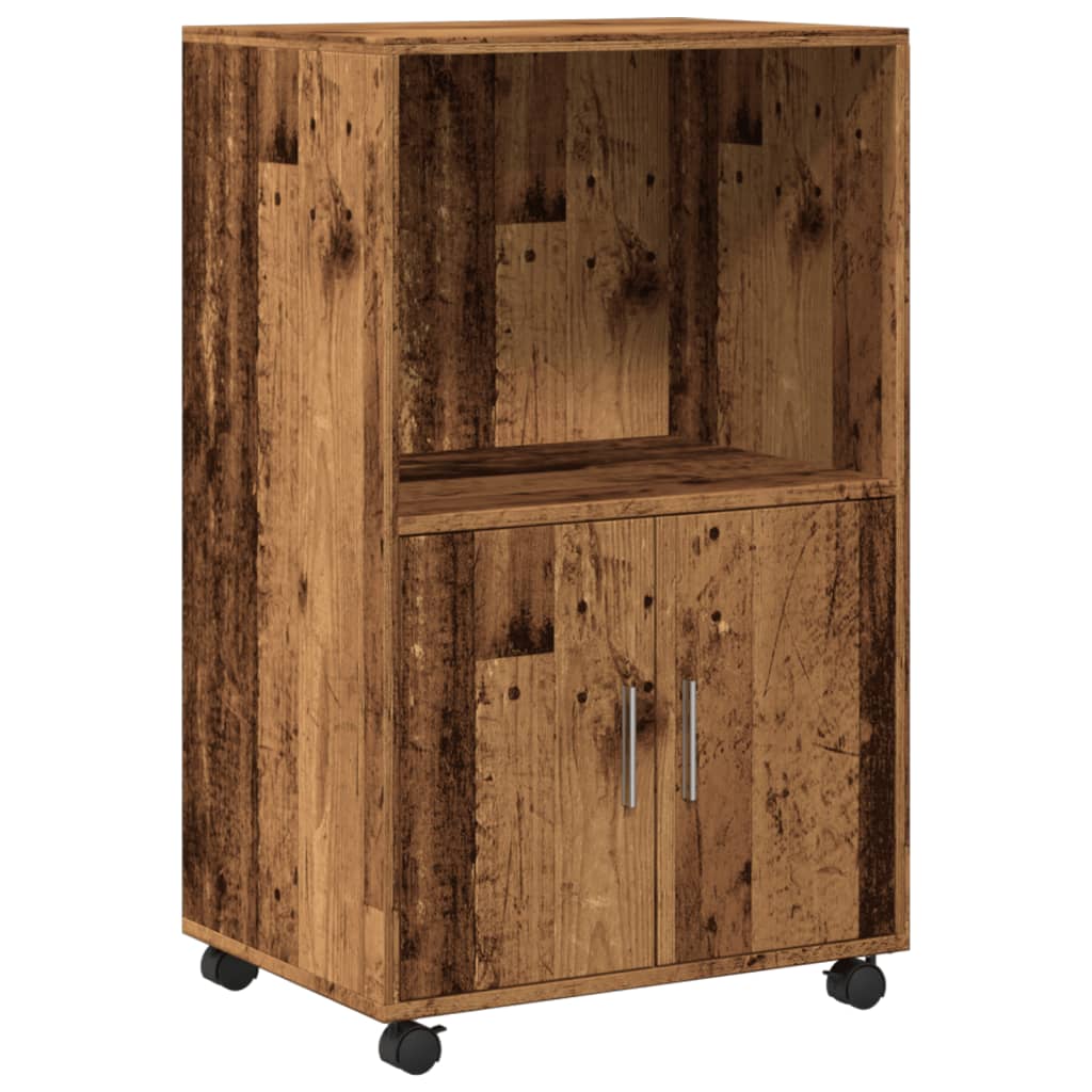 Rolling Cabinet Old Wood Look 55x40x91 cm Wood Material