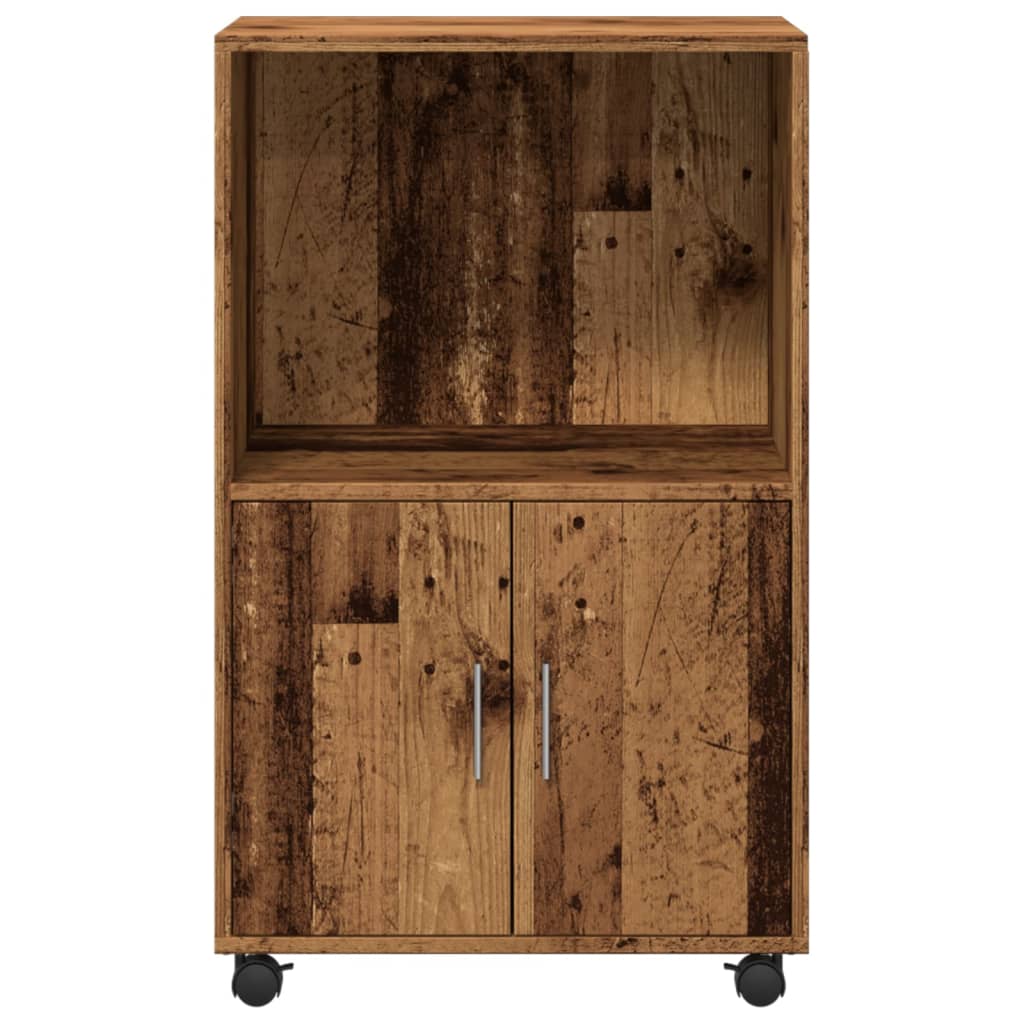 Rolling Cabinet Old Wood Look 55x40x91 cm Wood Material